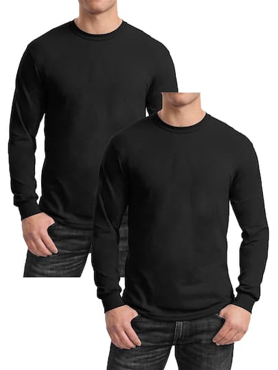 Galaxy by Harvic Long Sleeve Crew Neck Men&#x27;s T-Shirt 2 Pack